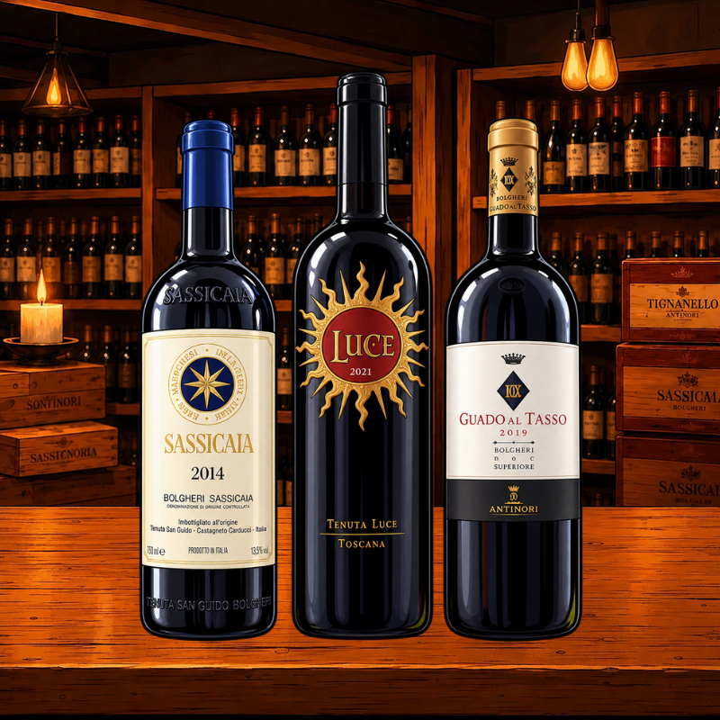 Sassicaia 2014 e Luce 2021 e Guado al Tasso 2019 – lotto seguito in intermediazione da Bebottiglie