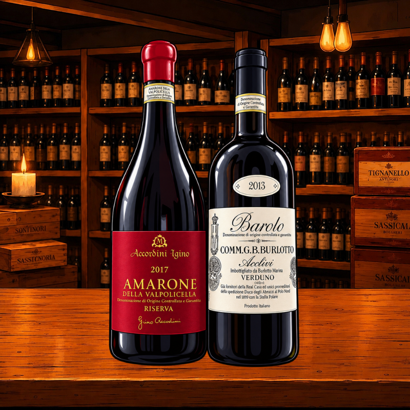 Amarone Accordini 2017 e Barolo Burlotto Acclivi 2013 – lotto seguito in intermediazione da Bebottiglie
